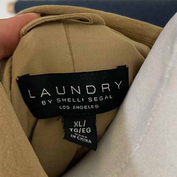 NWT Laundry By Shelli Segal Notch Lapel Epaulet Coat Cropped in Camel XL - Picture 7 of 8